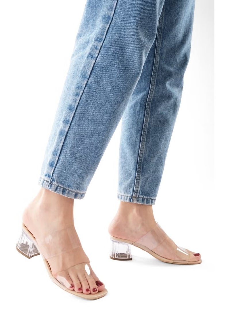MARJIN Women's Transparent Banded Transparent Heeled Slippers Yesva - Image 2